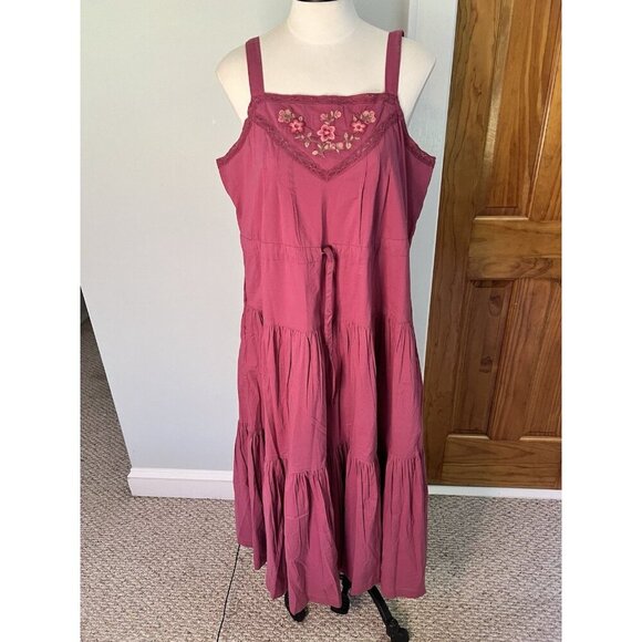 NWT April Cornell Sundress SZ LG Pink Floral Tiered Beach Cruise Event - Picture 2 of 10